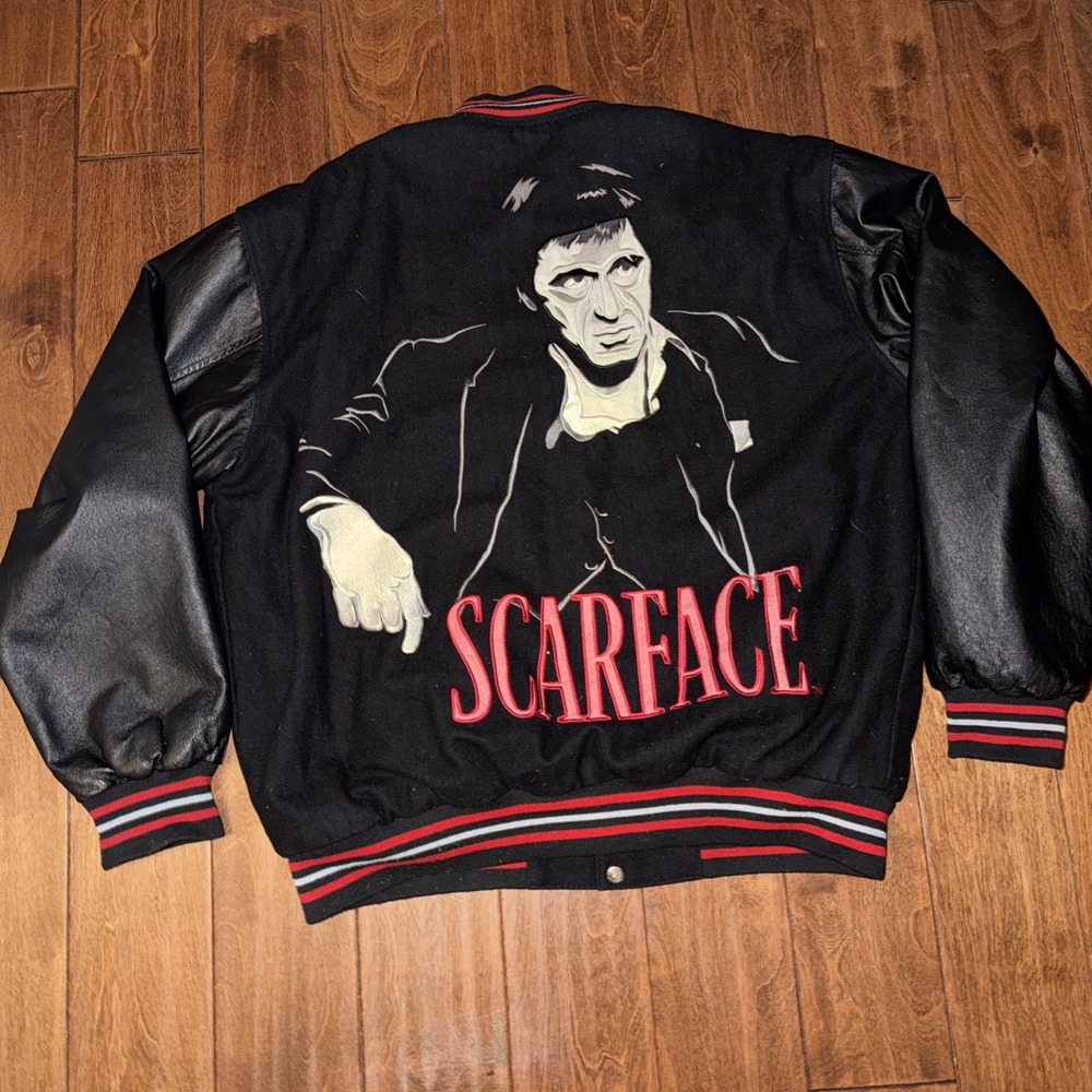 Vintage Jeff Hamilton Rare Scarface Varsity Reversible Jacket XL 55% Wool Used